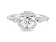 Round Brilliant cut diamond ring. With AGS Certificate, Metal 18ct white gold. Weight 2.3, Diamond