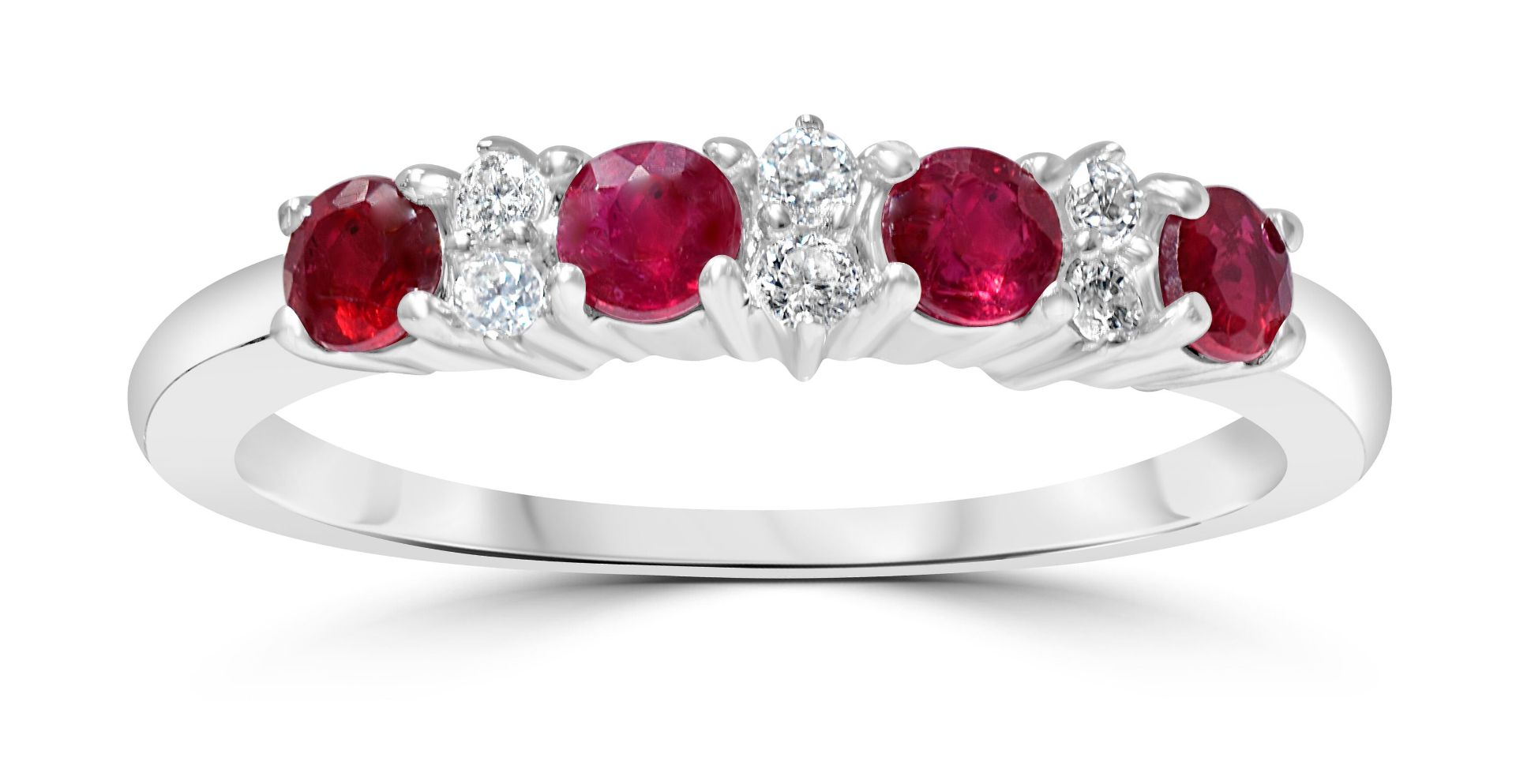 Ruby and Diamond White Gold Eternity Ring, Metal 9ct White Gold, Diamond Weight(ct) 0.08, Colour - Image 3 of 4