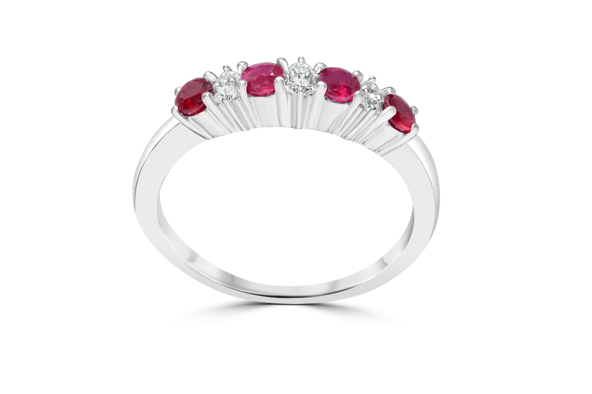 Ruby and Diamond White Gold Eternity Ring, Metal 9ct White Gold, Diamond Weight(ct) 0.08, Colour