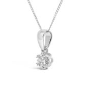 white gold diamond necklace with detailed setting and bright diamonds, Metal 9ct White Gold, Diamond