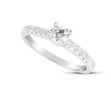 Solitaire diamond ring with diamonds on shoulder, Metal 9ct White Gold, Weight 2.33, Diamond