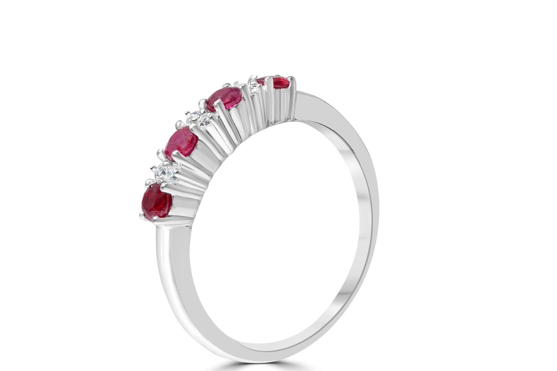 Ruby and Diamond White Gold Eternity Ring, Metal 9ct White Gold, Diamond Weight(ct) 0.08, Colour - Image 2 of 4
