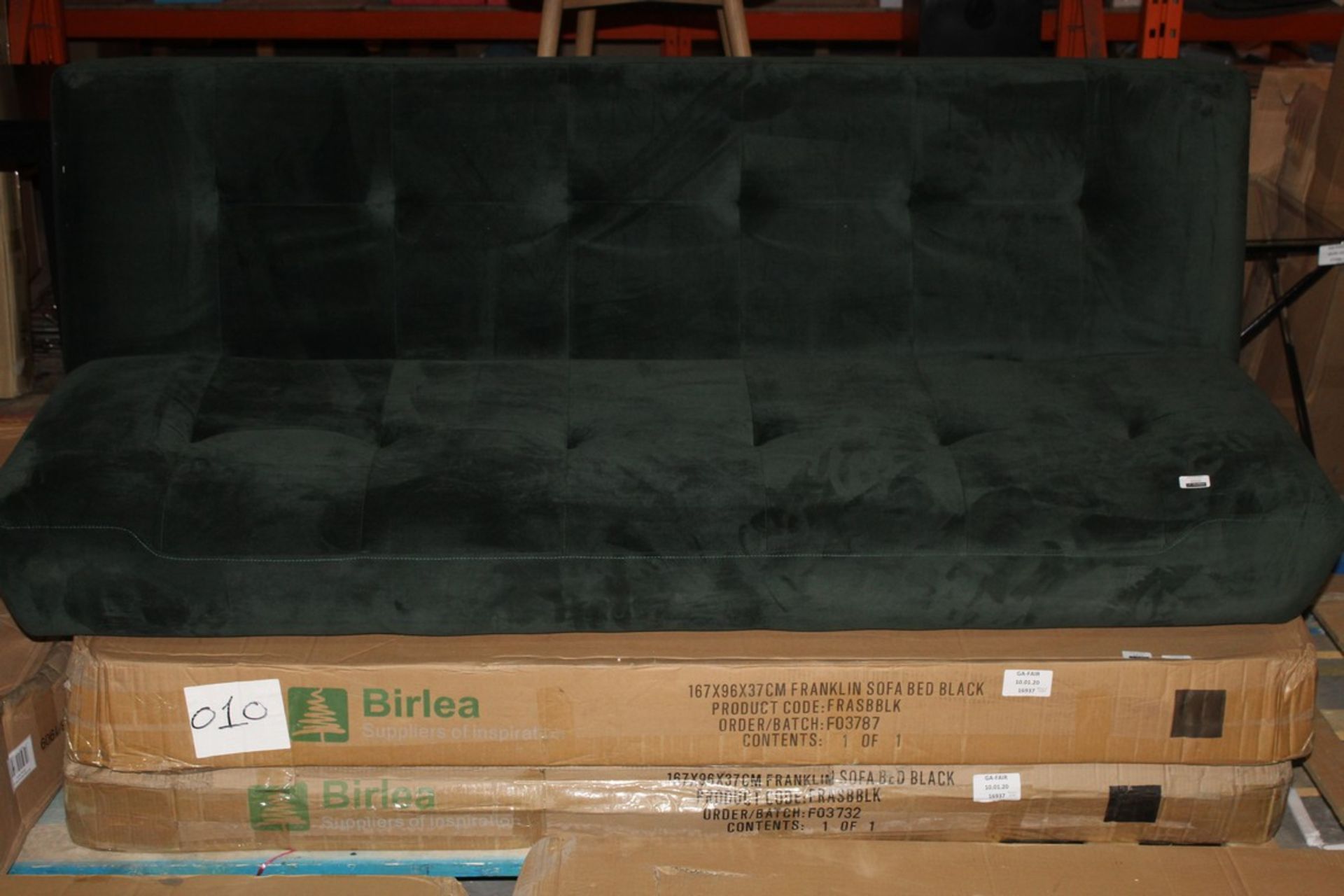 Unboxed Berli Moss Green Folding Sofa Bed RRP £230 (16937) (Public Viewing and Appraisals