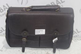 Barbour International Brown Leather Messenger Briefcase RRP £175 (4232995) (Public Viewing and