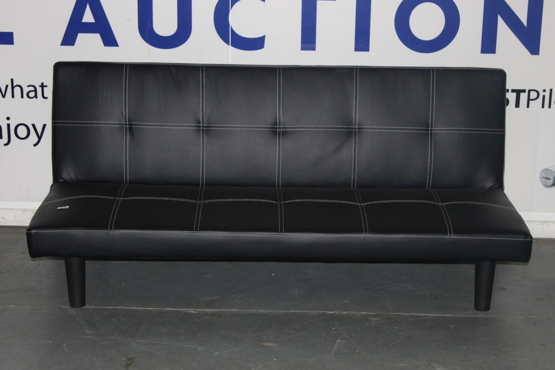 Boxed Black Leather Spencer Sofa Bed RRP £115 (16937) (Public Viewing and Appraisals Available)