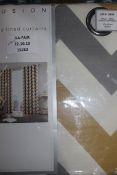 Pairs of Fusion 46 x 72Inch Fully Lined Chevron Stripe Eyelet Headed Curtains RRP £30 Each (