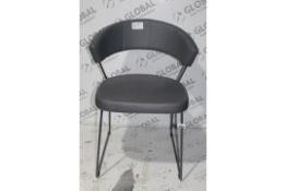 Calligaris New York Grey Leather Round Back Designer Chair RRP £300 (4101721) (Public Viewing and