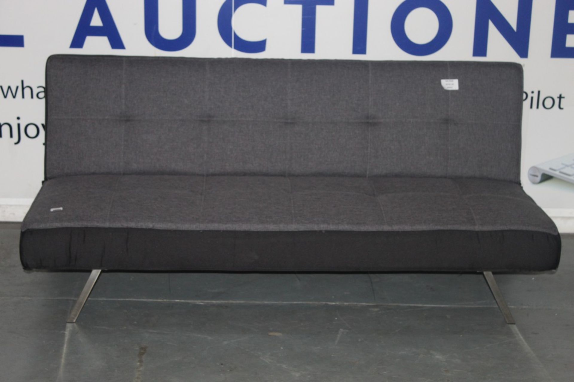 Grey and Black Fabric Folding Sofa Bed RRP £195 (16937) (Public Viewing and Appraisals Available)