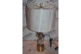 Lot To Contain Two Assorted Lighting Items To Include A Glass Base Fabric Shade Table Lamp And A