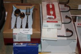 One lot To Contain 6 Assorted Items, To Include, Coat Hooks, Cutlery Sets, Wine Racks, Mechanical