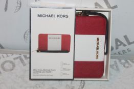 Lot to Contain 2 Boxed, Michael Kors, red White and Black, Saffiano Multi Function, Zip essential