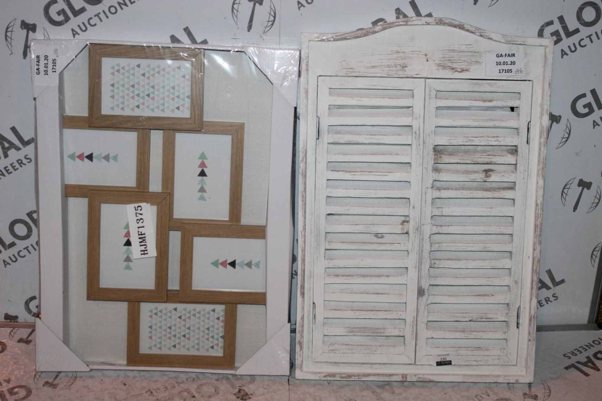 Lot To Contain Two Assorted Items To Include Shutter Style Wall Mirror And A Collage Picture Frame