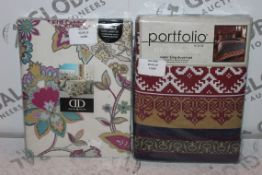 Lot To Contain Two Assorted Dreams And Drapes Portfolio Duvet Sets In Single And Super King Combined