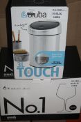 Lot to contain 2 Assorted items, to Include, Brabantia 3LTR Mini Touch Bin and Bohemia Mini 1 Set of