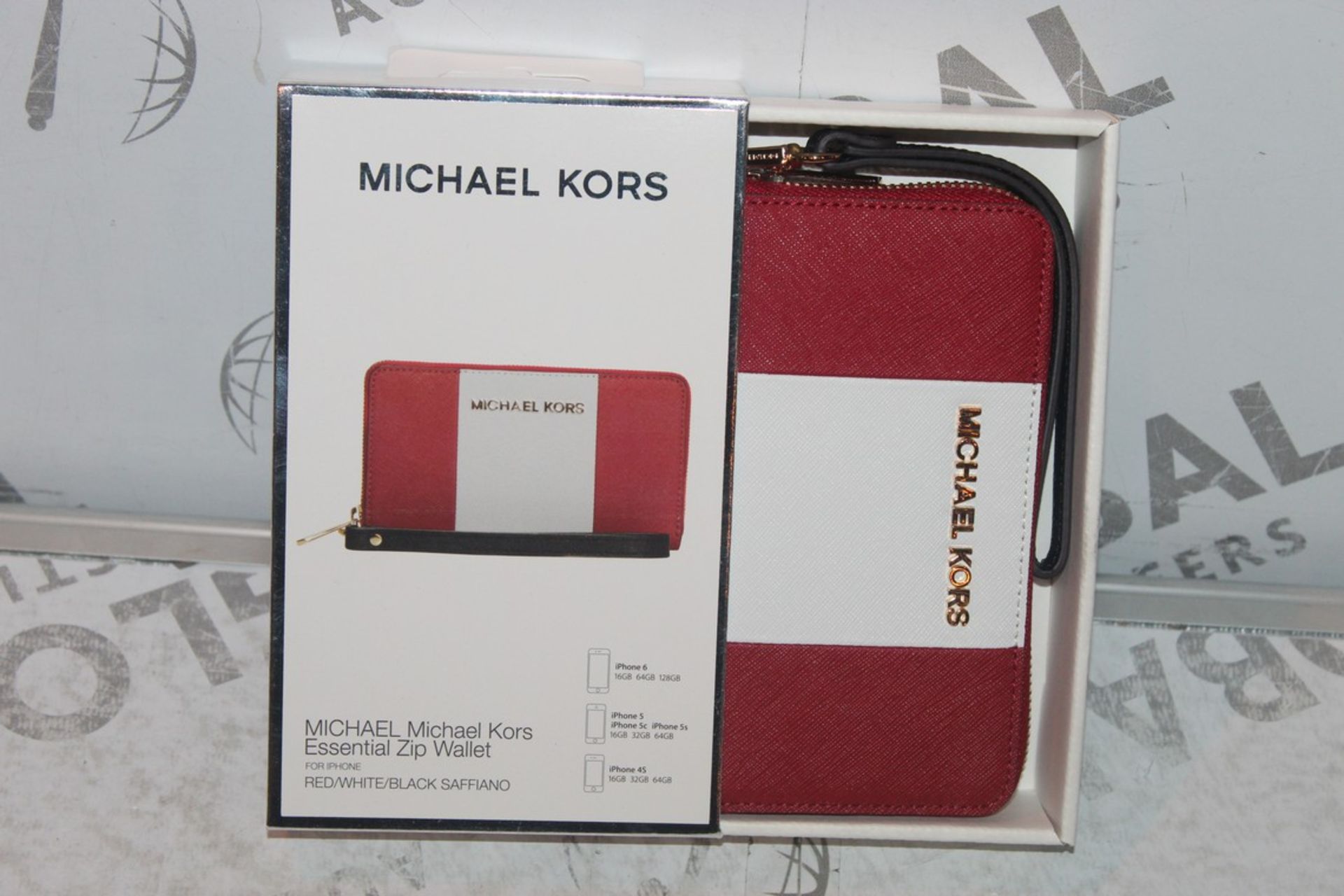 Lot to Contain 2 Boxed, Michael Kors, red White and Black, Saffiano Multi Function, Zip essential