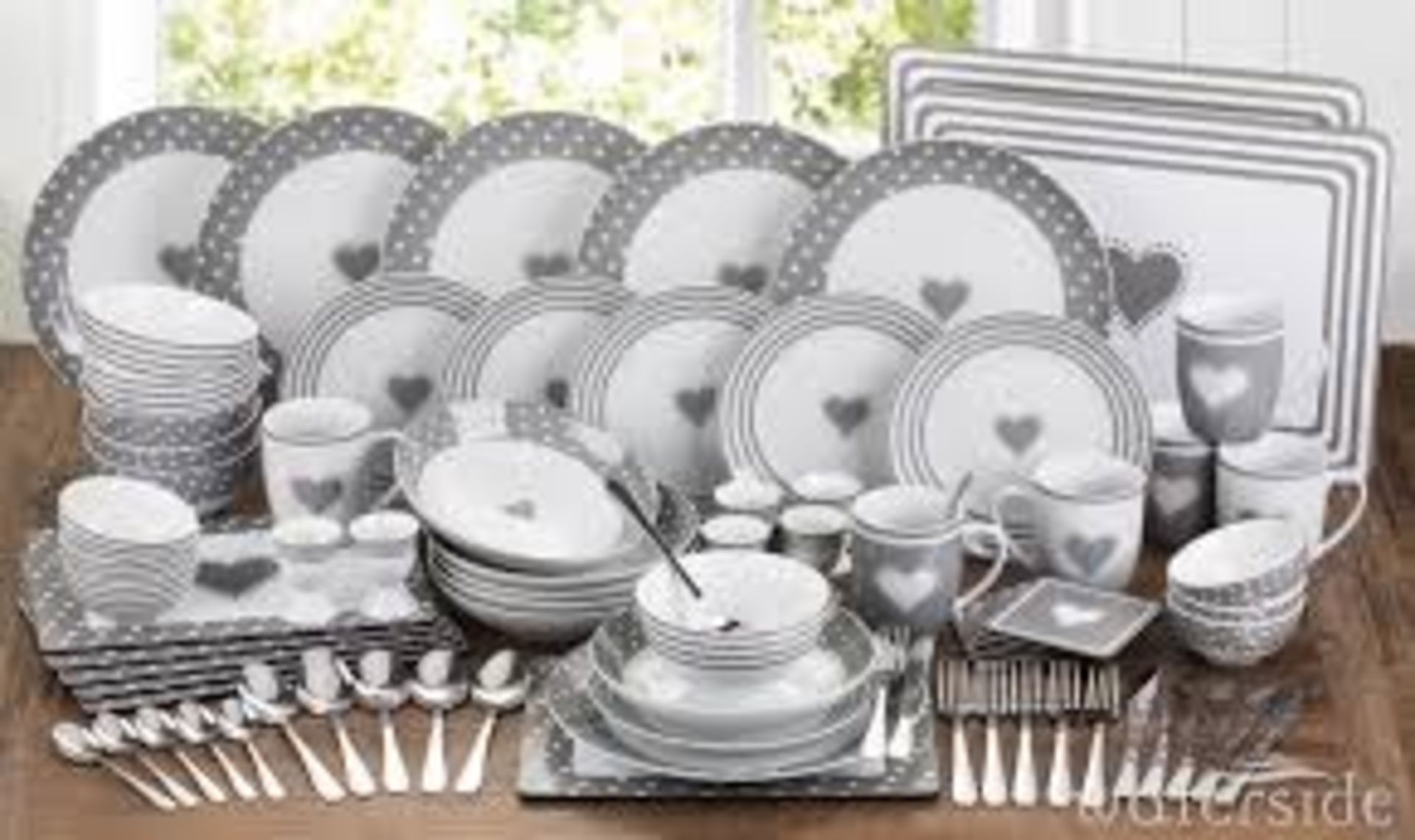 Lot To Contain Two Grey And White 32PC Round Dinner Sets Combined RRP £100 (16253) (10.01.20) (