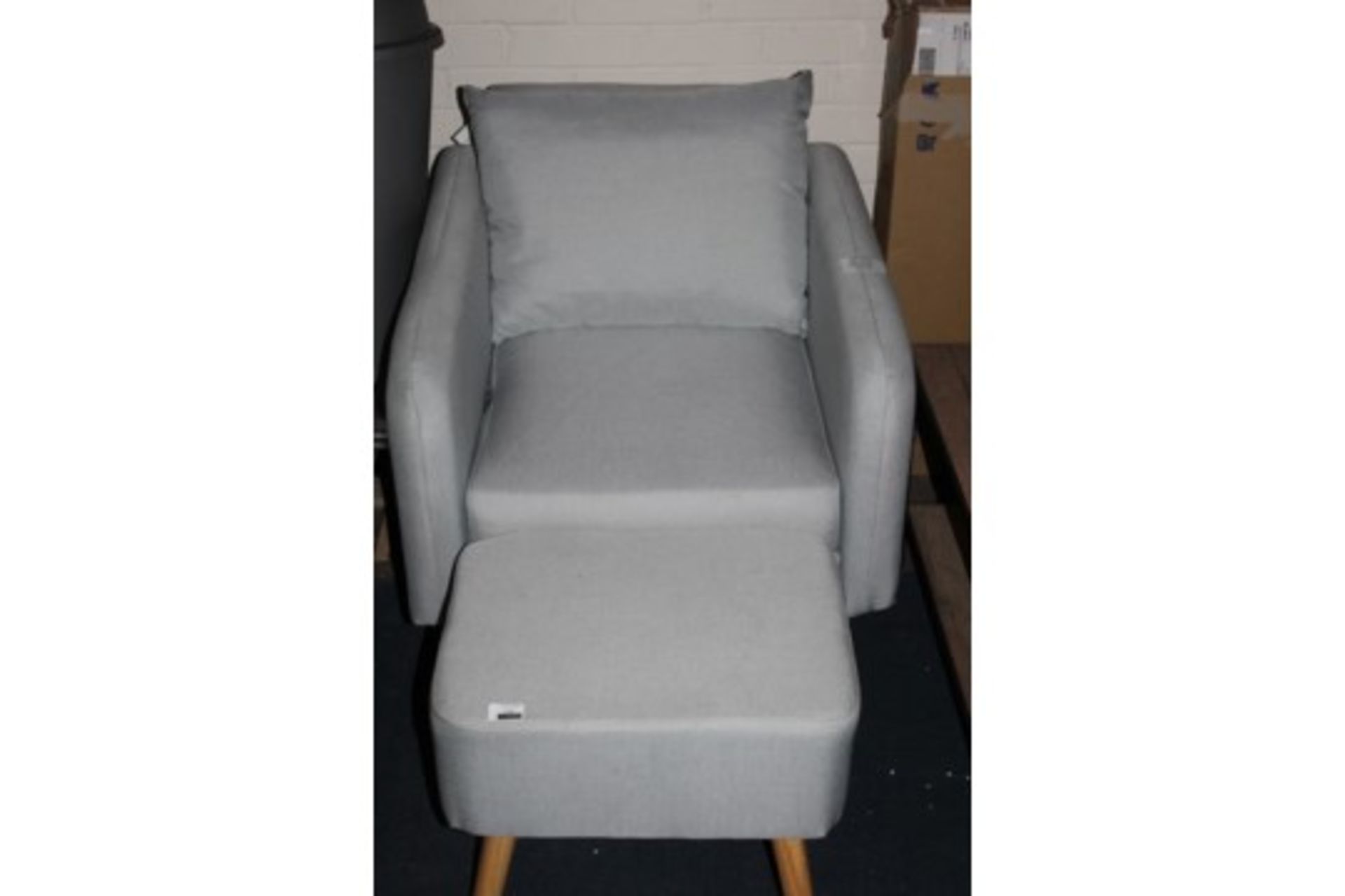 Duck Egg Blue Single Sitting Room Arm Chair with Matching Footstool RRP £200 (16328) (Public Viewing