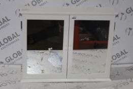 Boxed St Ives Solid White Wooden Double Door Mirrored Bathroom Cabinet RRP £100 (RET00795100) (