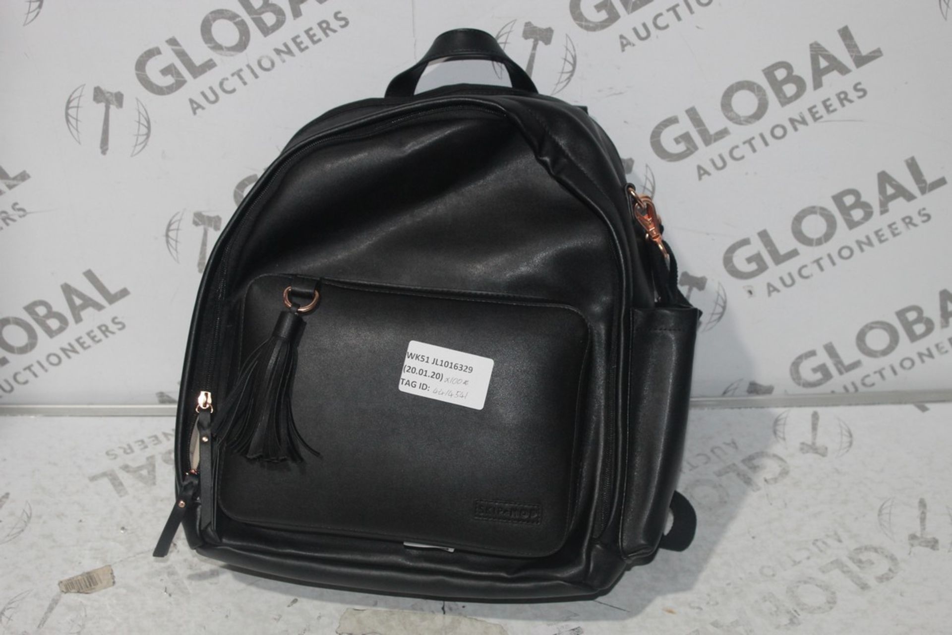 Skiphop Black Leather Nursery Changing Bag RRP £100 (4415071)(In Need of Attention) (Public