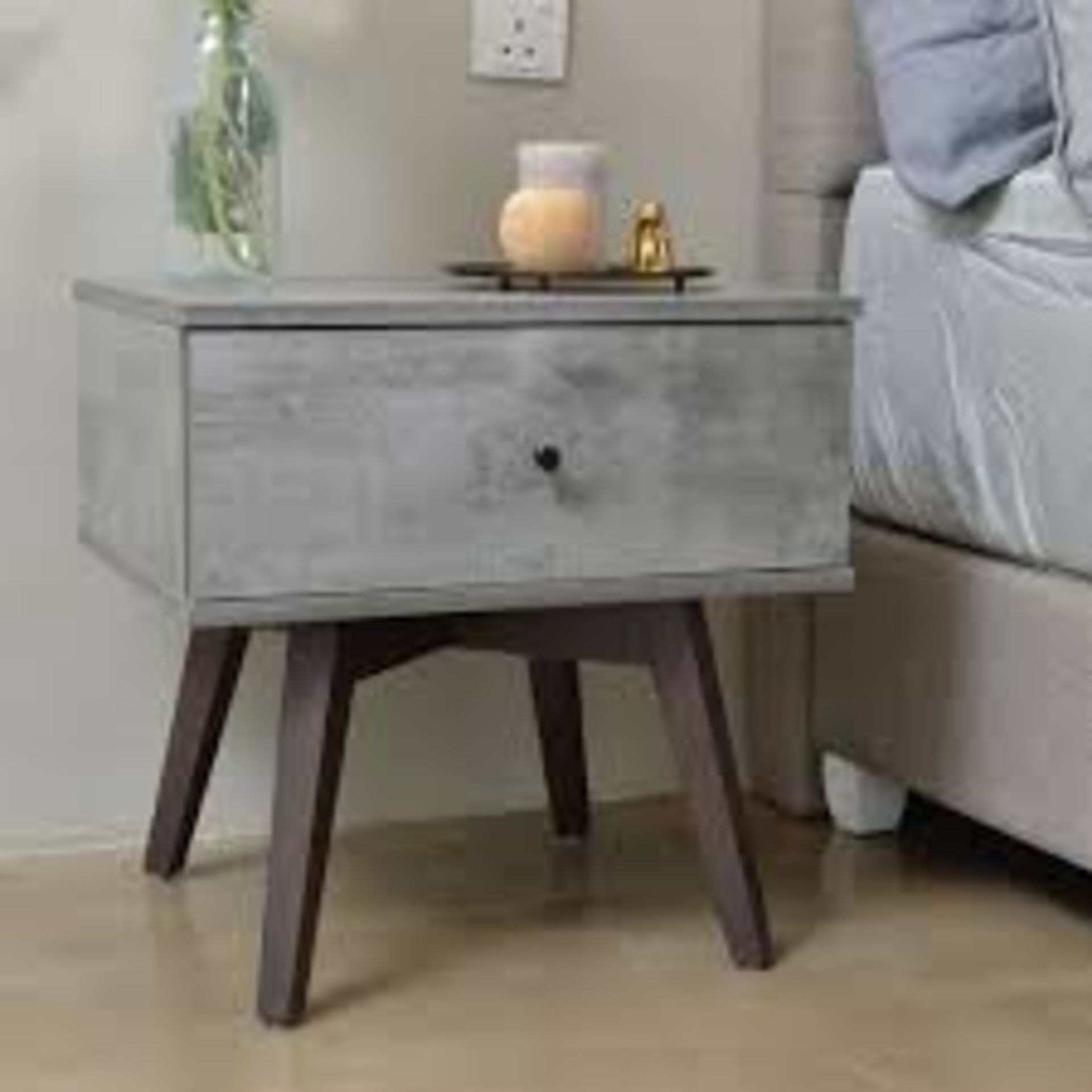 Boxed Single Draw Bedroom Bedside Table RRP £115 (14108) (Public Viewing and Appraisals Available)
