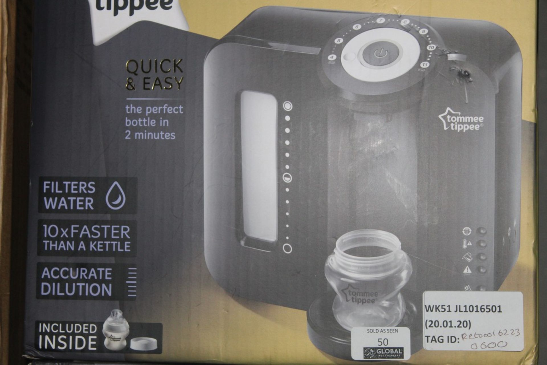 Boxed Tommee Tippee Closer to Nature Perfect Preparation Bottle Warming Station in Black Edition RRP