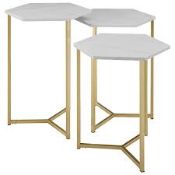 Hexagonal Nest of 2 Designer Tables RRP £120 (17284) (Public Viewing and Appraisals Available)