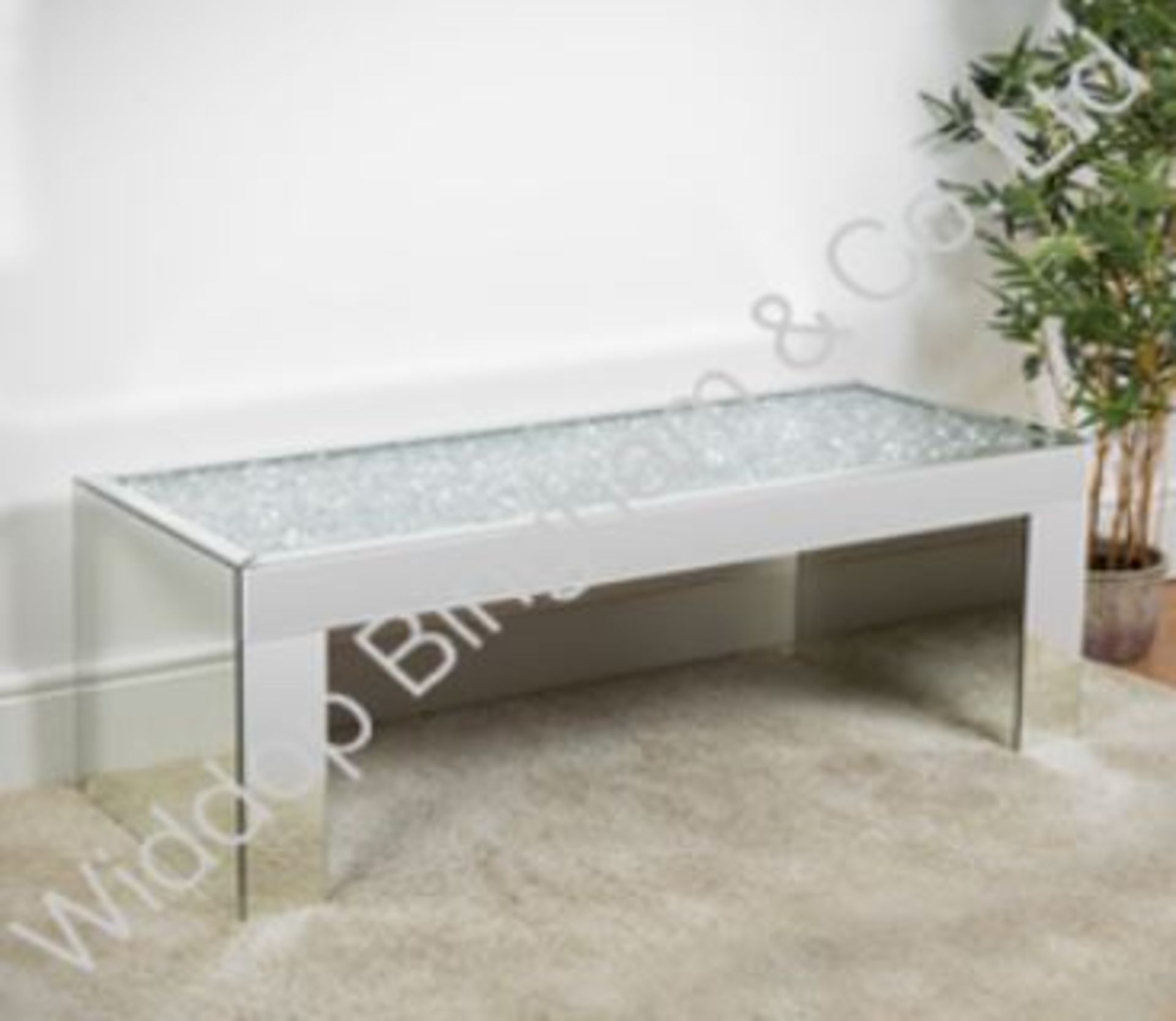 Boxed Rhinestone and Mirrored Glass Rectangular Coffee Table RRP £365