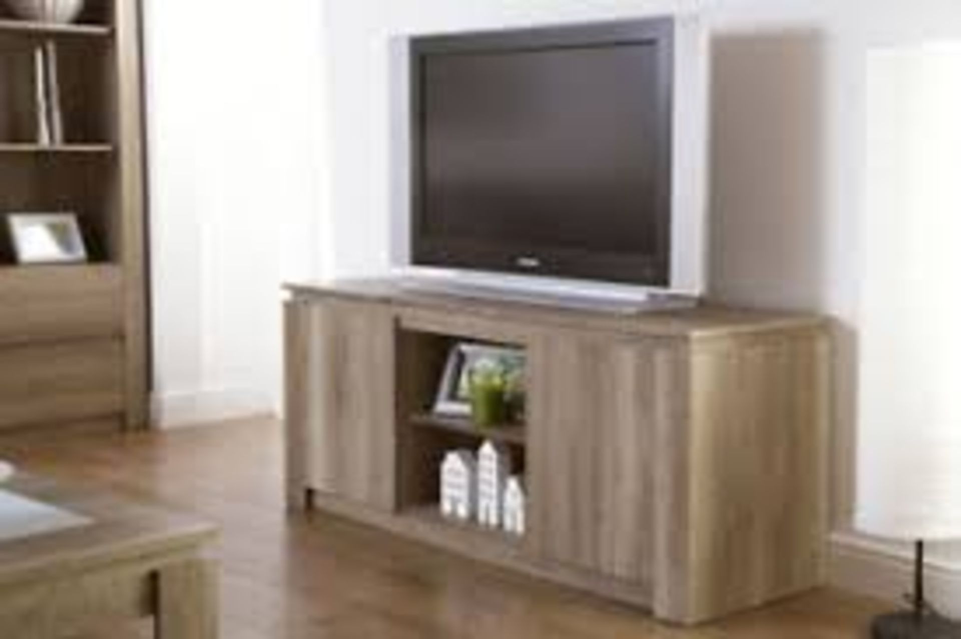 Boxed Dark Oak Canyon TV Cabinet RRP £250 (14589) (Public Viewing and Appraisals Available)