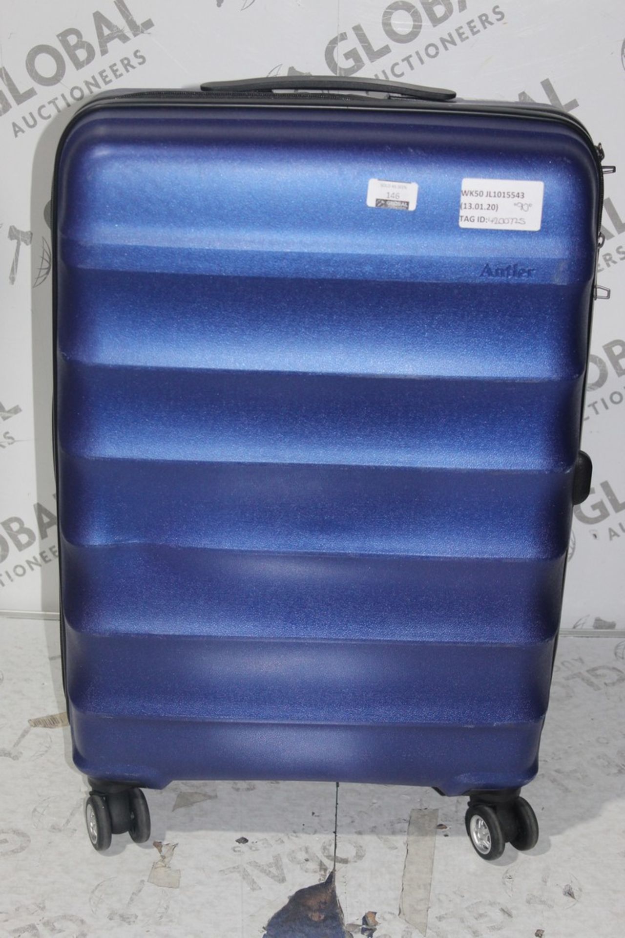 Antler Hard Shell 360 Wheel Medium Sized Suitcase in Midnight Blue RRP £90 (4200725) (Public Viewing