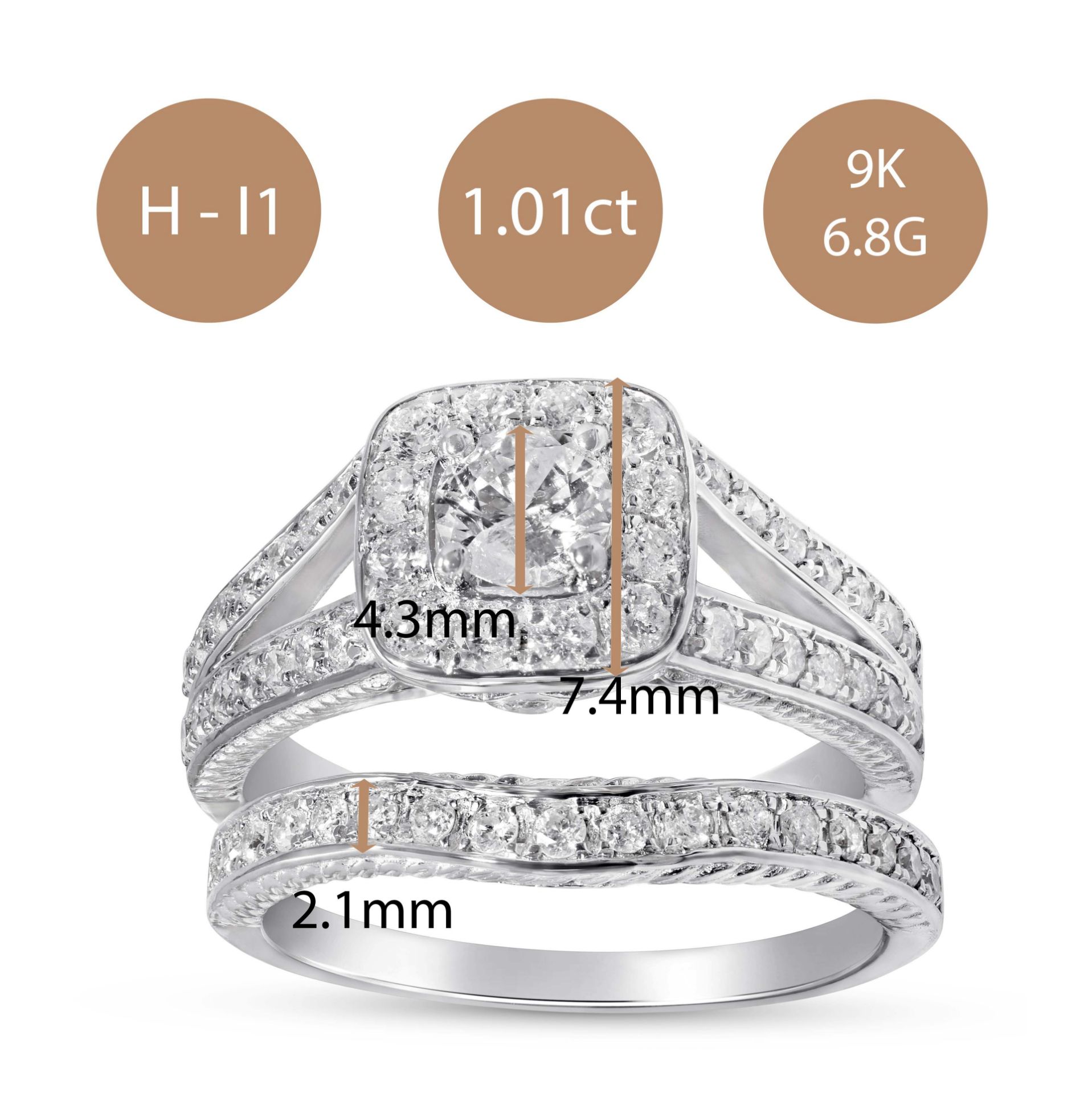 Bridal Set of Matching Engagement and Wedding ring - Image 3 of 4