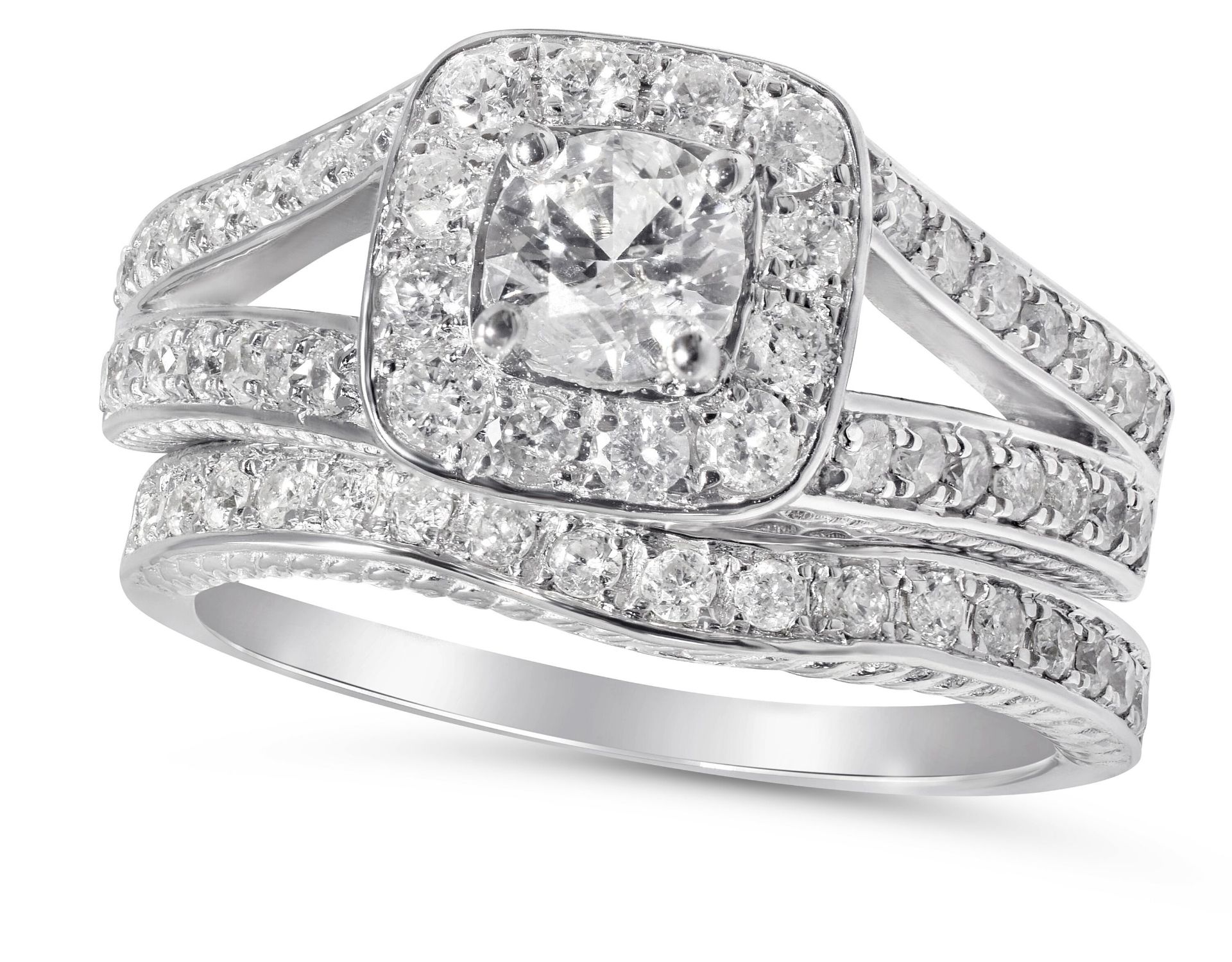 Bridal Set of Matching Engagement and Wedding ring - Image 2 of 4