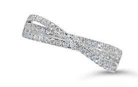 Diamond set ribbon twists ring, Metal 14ct white g