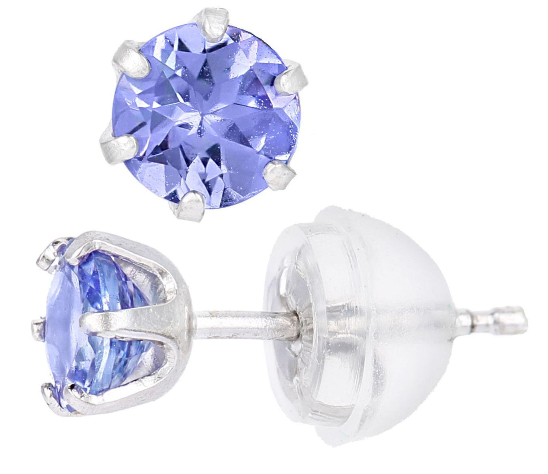 Tanzanite stud earrings in 18ct white gold, Metal