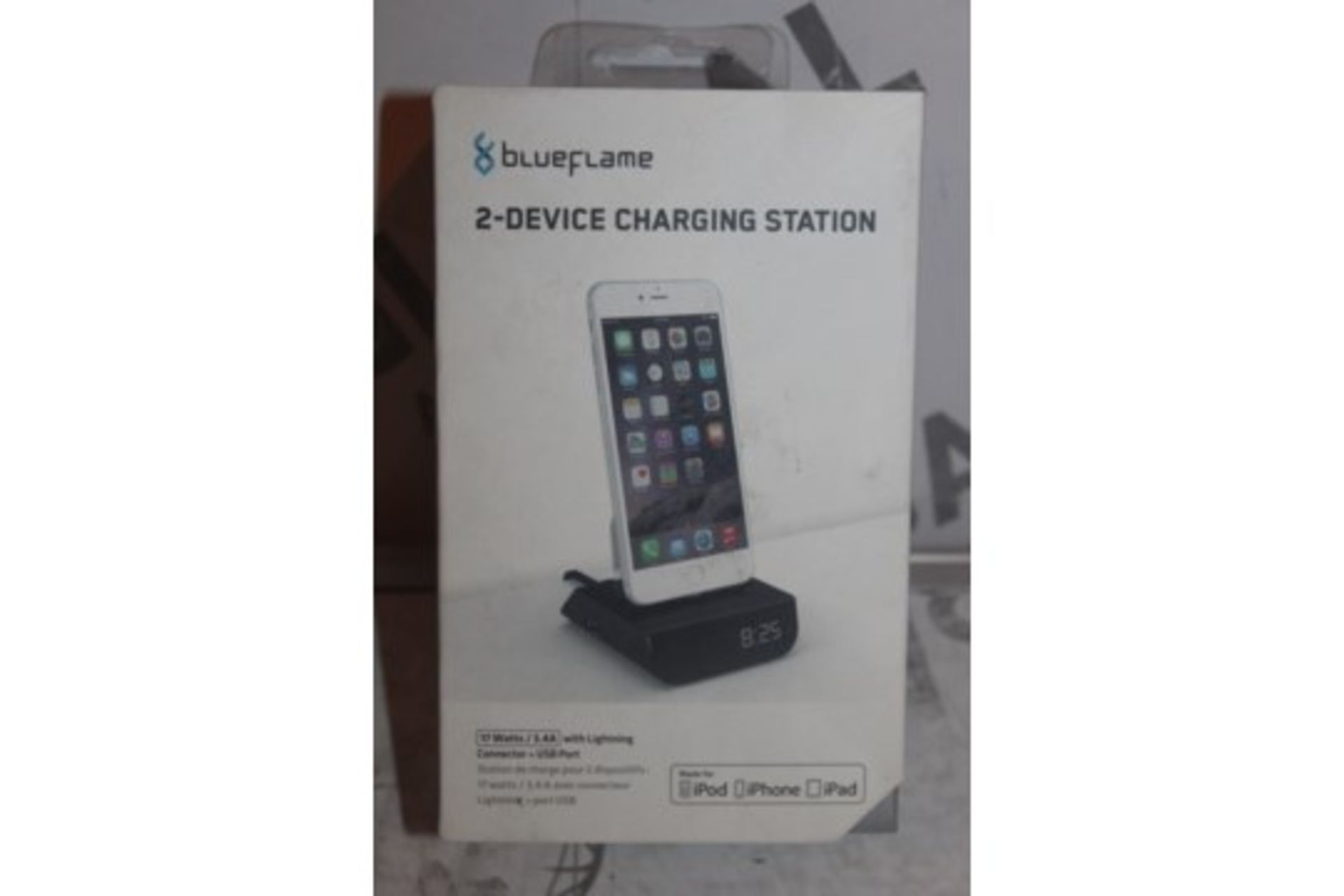 Lot to Contain 2 Blue Flame Dual Clock Station Chargers, Charging Docks Combined RRP £70