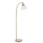 Antique Brass Floor Standing Curved Designer Reading Lamp RRP £80 (Public Viewing and Appraisals