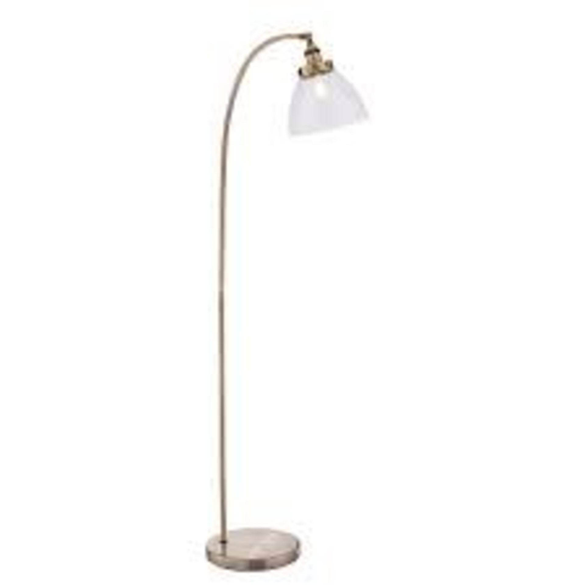 Antique Brass Floor Standing Curved Designer Reading Lamp RRP £80 (Public Viewing and Appraisals