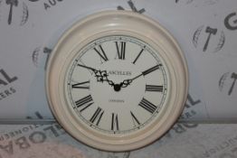 Boxed Lascelles of London Cream Painted Roman Numeral Clock RRP £55 (17124) (Public Viewing and