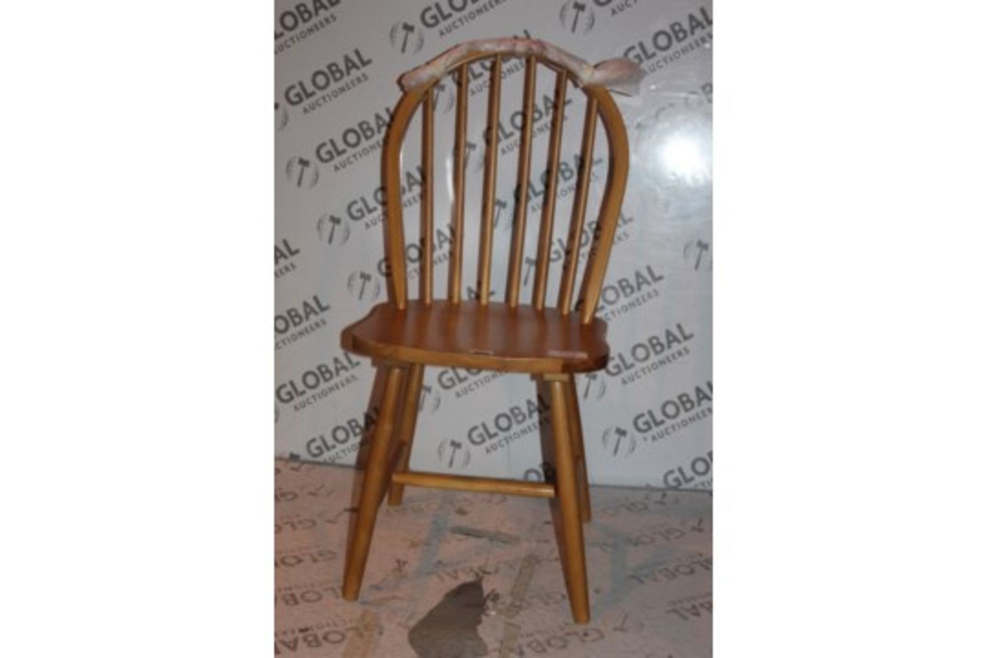 Lot to Contain 2 Warm Honey Spindle Back Designer Dining Chairs (Public Viewing and Appraisals