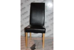 Lot to Contain 2 Black Leather Light Oak Leg Dining Chair RRP £110 (17245) (Public Viewing and