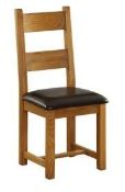 Boxed Pair of Emma Solid Wooden and Leather, Leather Back Designer Dining Chairs RRP £220 (17245)