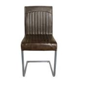 Boxed Set of 2 Capri Chestnut Brown Leather Designer Dining Chairs Combined RRP £180 (Public Viewing