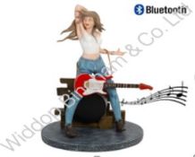 Boxed Brand New Musicology Lady Guitar Playing Figurine With Bluetooth Speaker RRP £90 (60482)