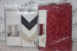 Lot to Contain 2 Assorted Items to Include a Fusion 90 x 90Inch Chevron Stripe Curtains and Fusion