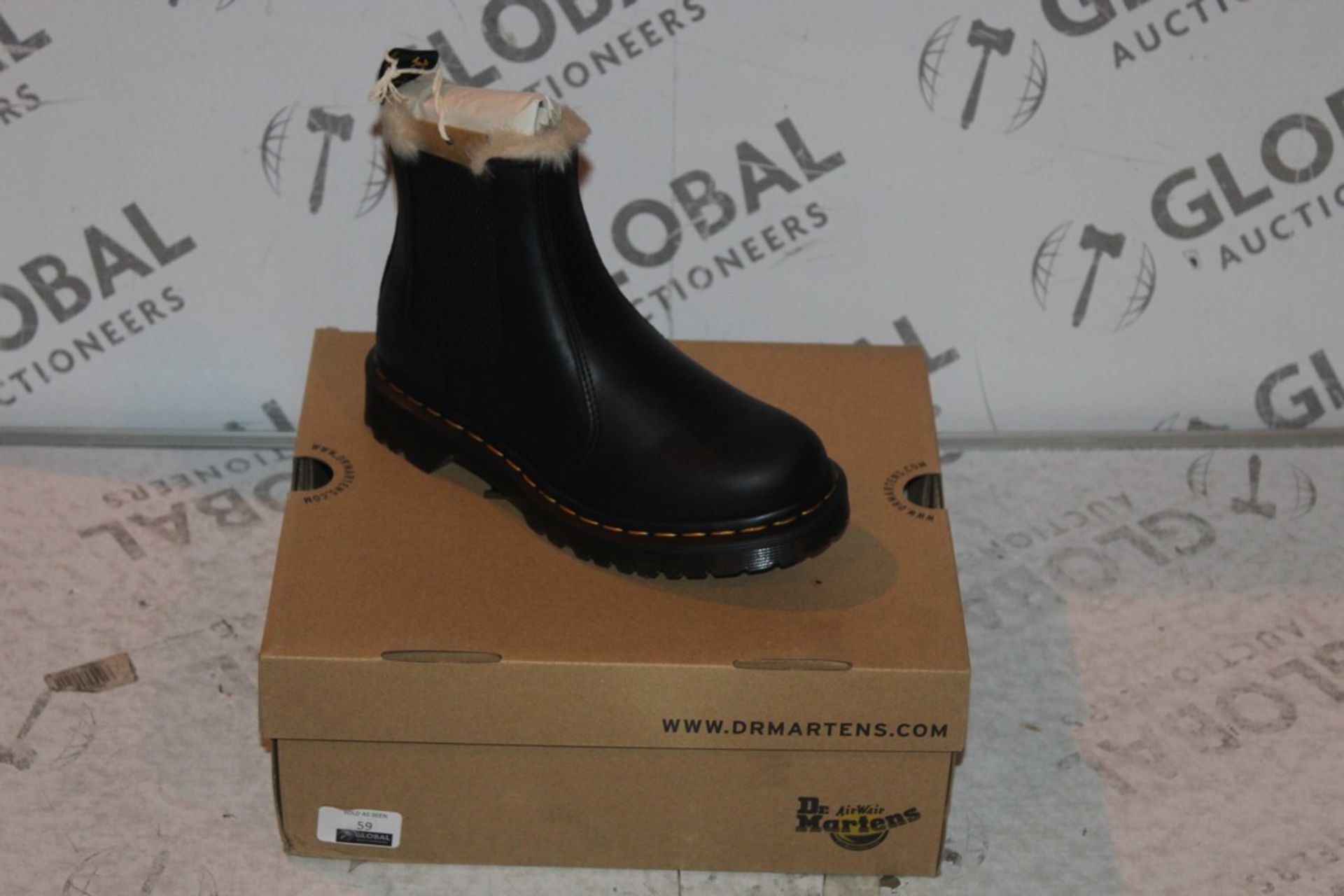 Boxed Pair of Doc Martins Burnished Wyoming Size UK4 Black Leather Leonore Boots RRP £150