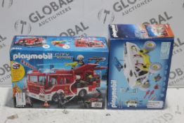 Boxed Assorted Playmobile Children's Toy Items to Include The Playmobile Space 9489 Moonlander