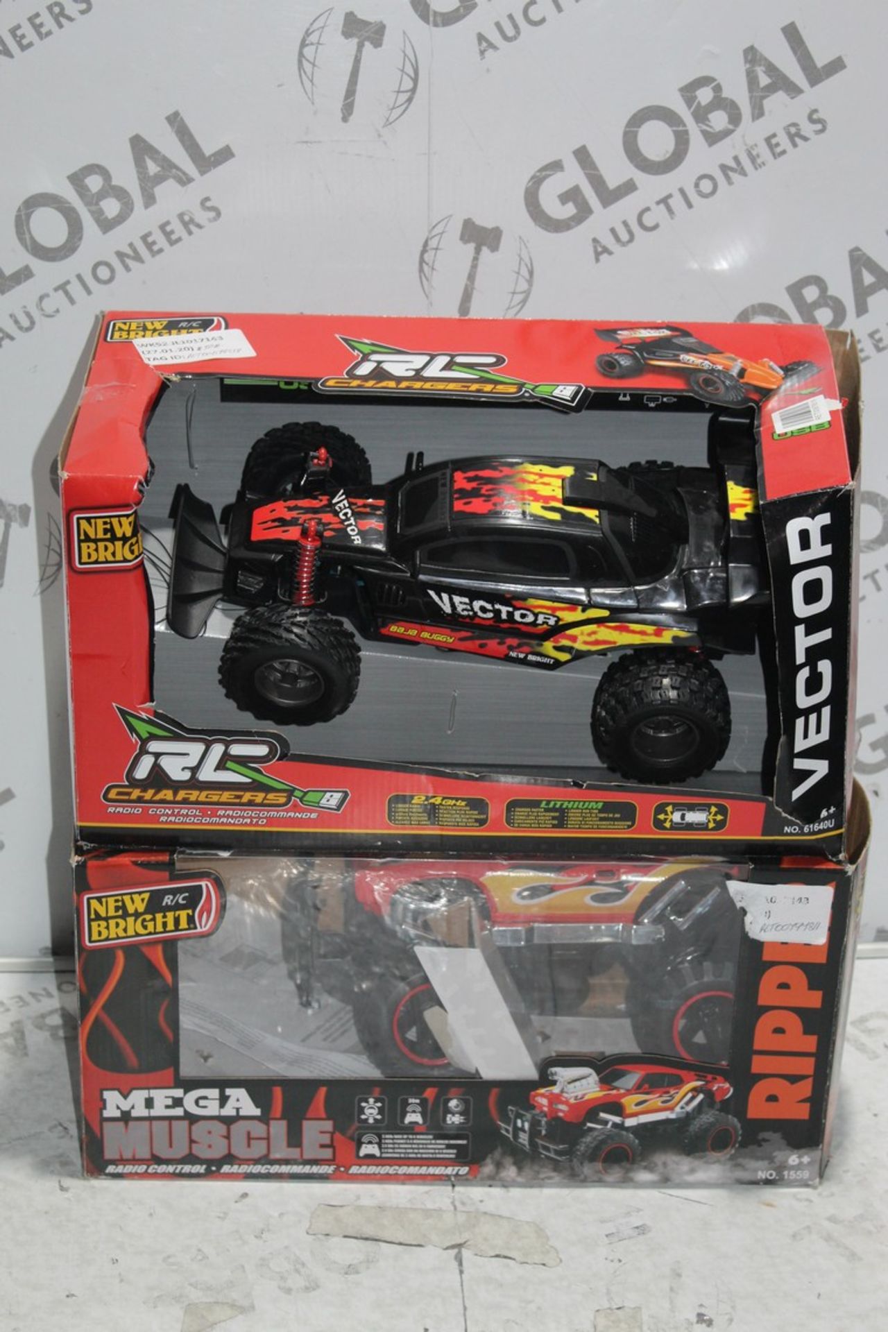 Boxed Assorted New Bright Mega Muscle and Vector Remote Control Cars RRP £40 - £50 Each (