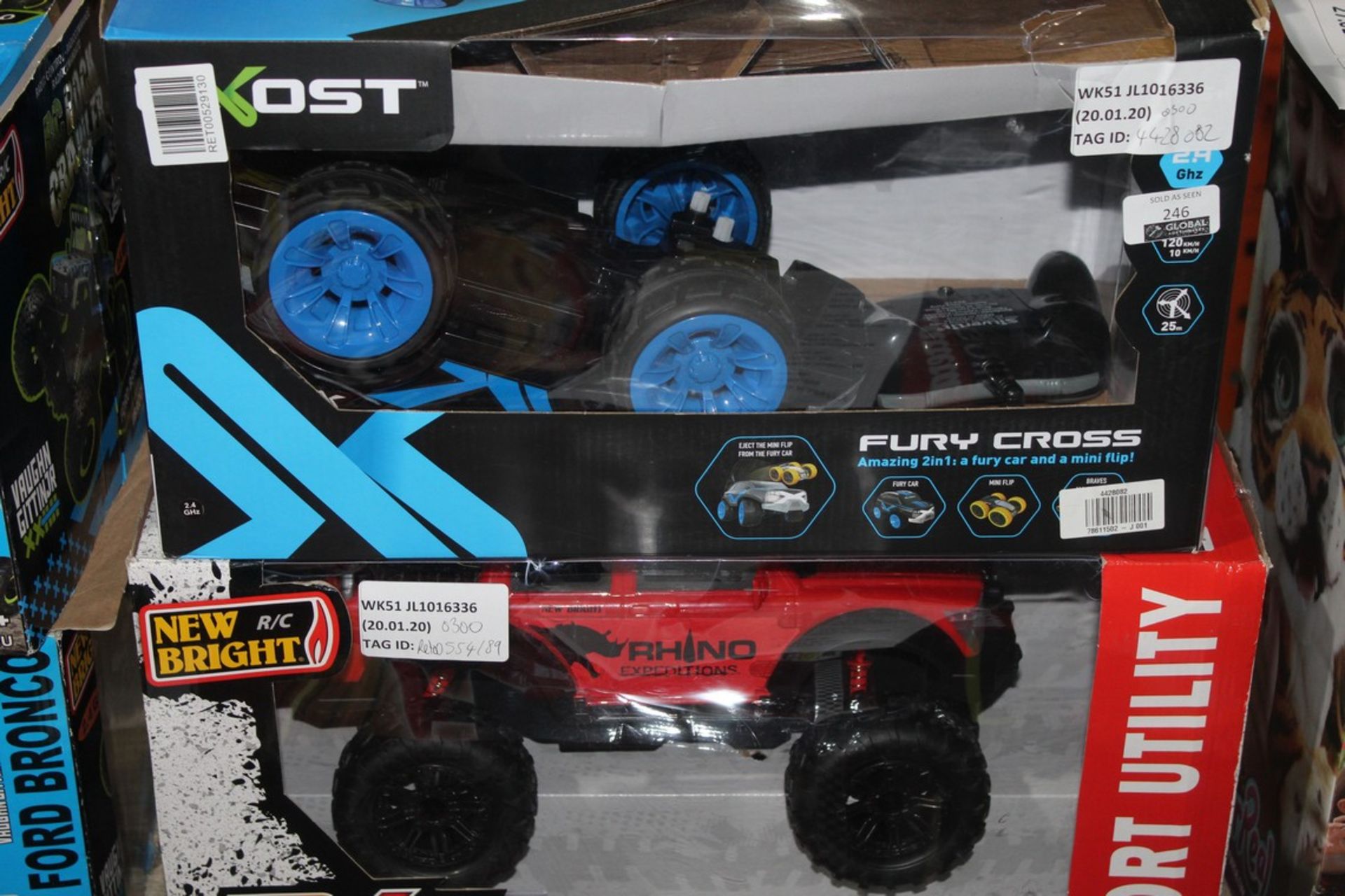 Boxed Assorted Exost Remote Control Cars and New Bright Sport Utility Vehicles RRP £30 - £50 Each (