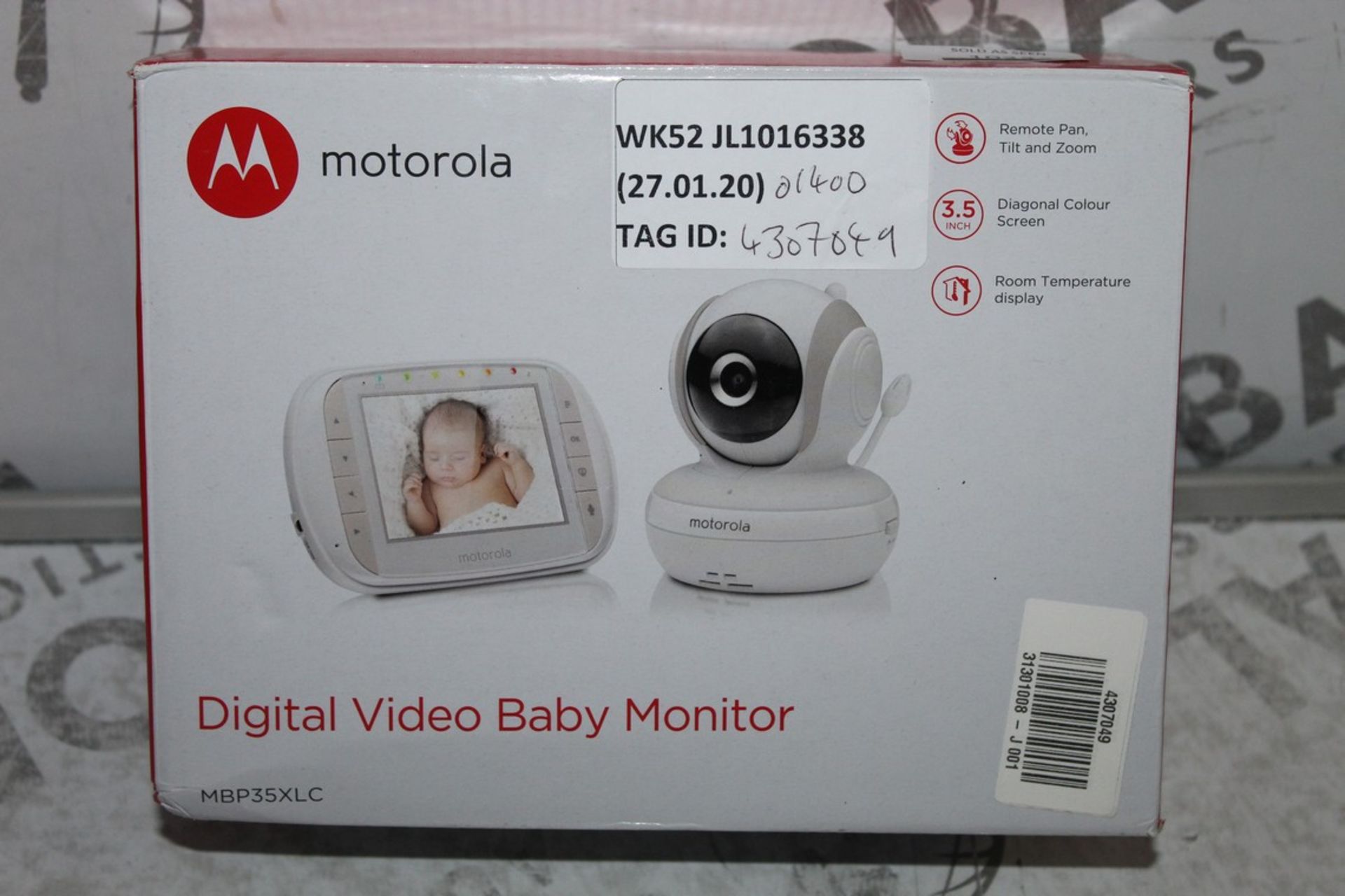 Boxed Motorola MBP35XLC Digital Baby Monitor RRP £140 (4307049) (Public Viewing and Appraisals