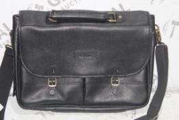 Barbour Black Leather International Briefcase Style Laptop Bag RRP £270 (4250037) (Public Viewing