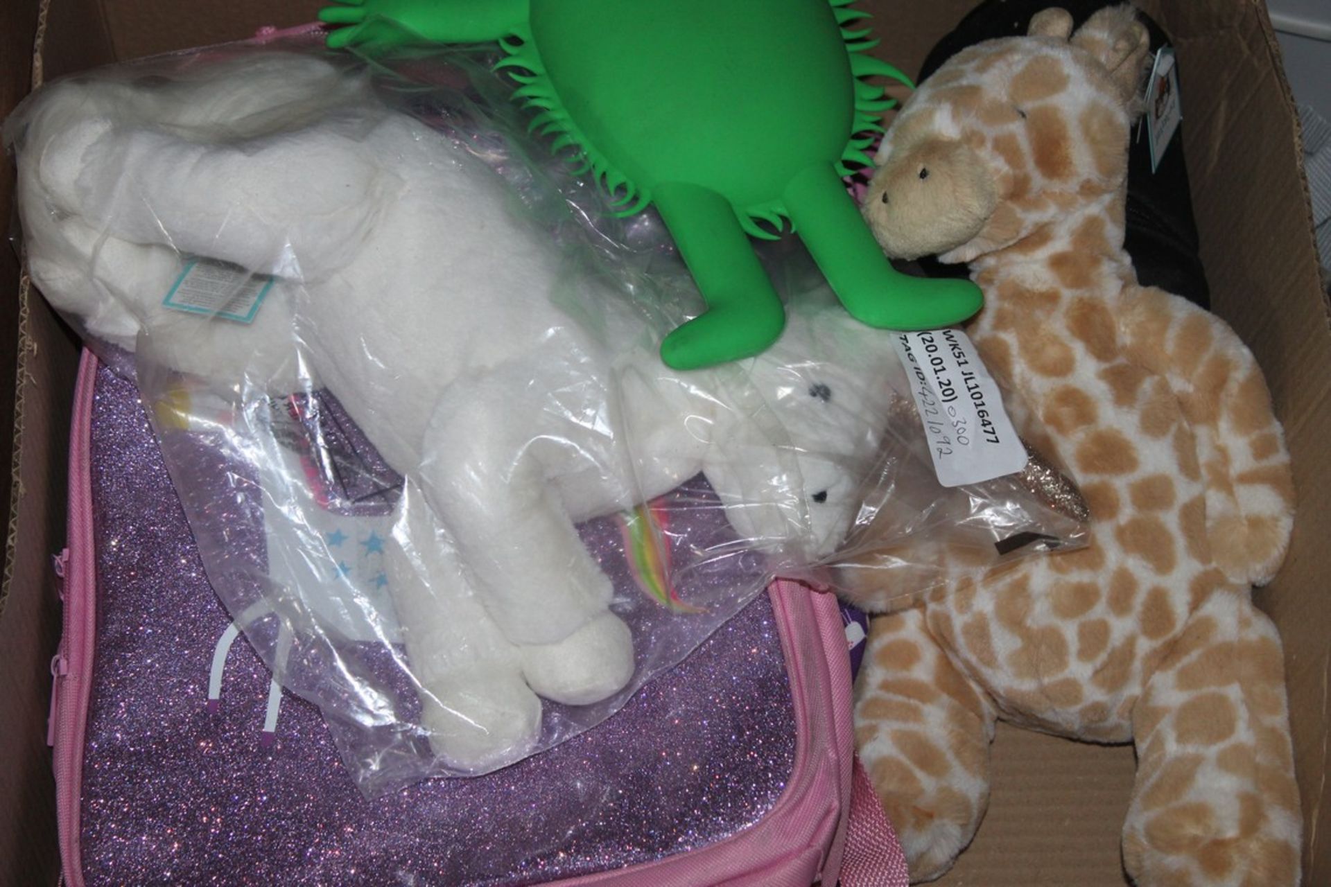 Assorted Items to Include Giraffe Teddies, Unicorn Backpacks and Monster Pencil cases (Public